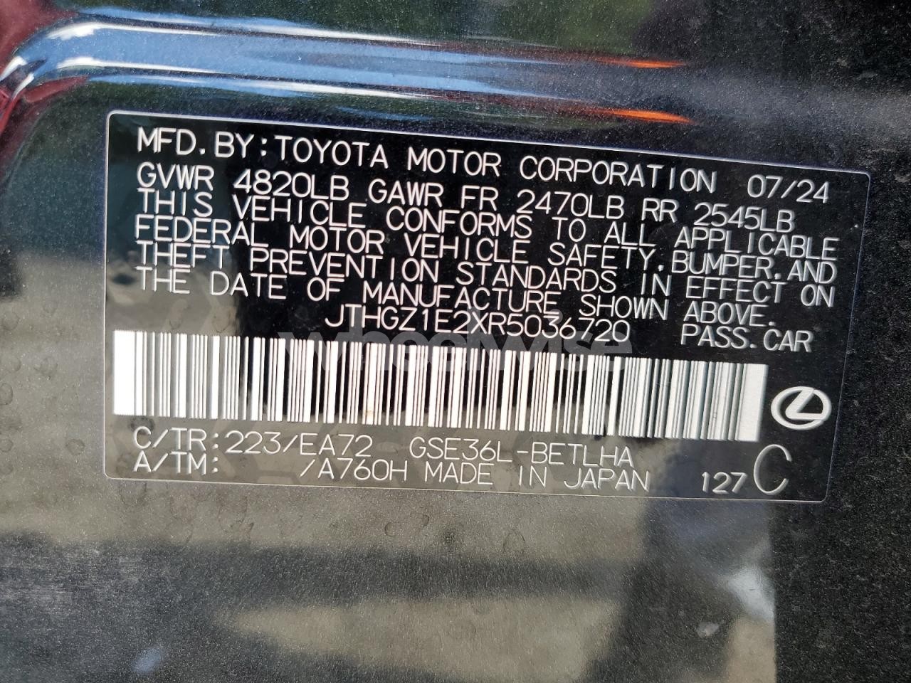 Photo 13 of 2024 LEXUS IS 350 F SPORT (VIN JTHGZ1E2XR5036720)