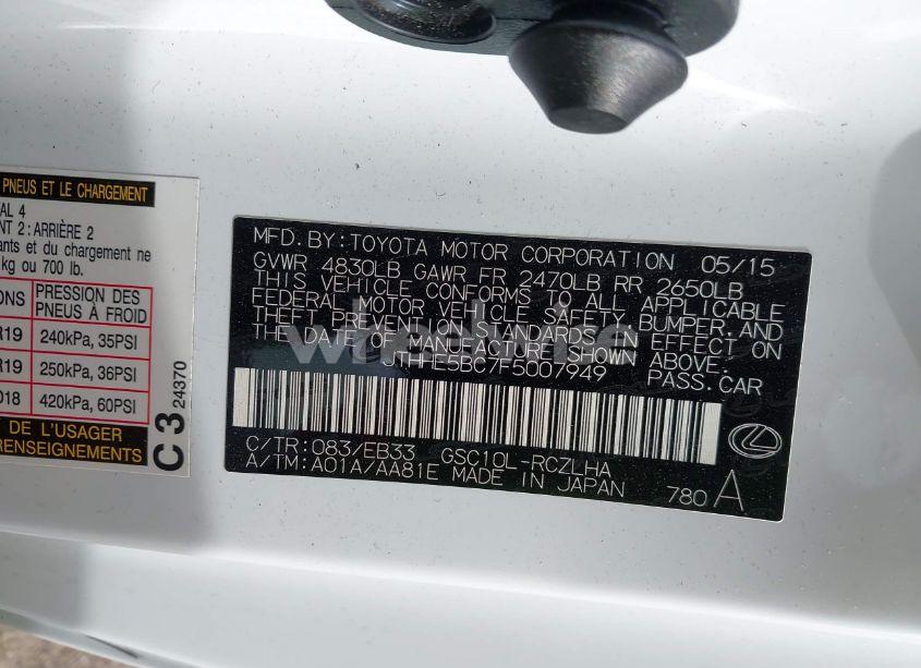 Photo 9 of 2015 Lexus Rc 350 (VIN JTHHE5BC7F5007949)