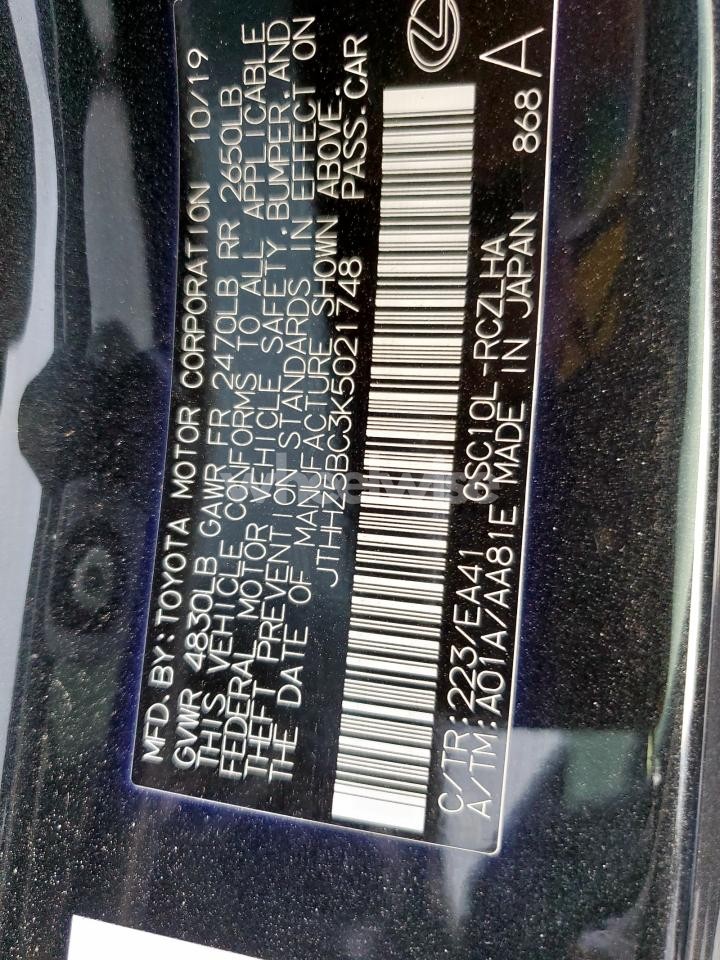 Photo 12 of 2019 LEXUS RC 350 (VIN JTHHZ5BC3K5021748)