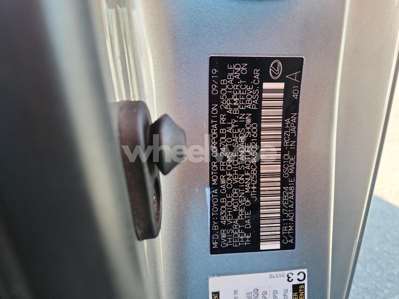 Photo 12 of 2019 LEXUS RC 350 (VIN JTHHZ5BC4K5021600)