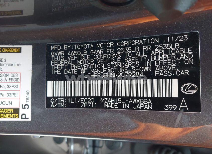 Photo 9 of 2024 Lexus Ux 250H PREMIUM (VIN JTHP9JBH8R2079284)