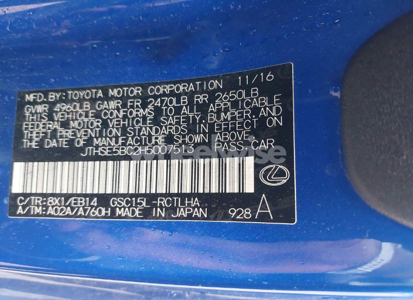 Photo 9 of 2017 Lexus Rc 350 (VIN JTHSE5BC2H5007513)