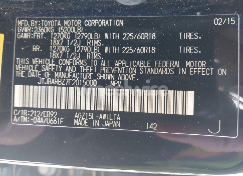 Photo 9 of 2015 Lexus Nx 200T F SPORT (VIN JTJBARBZ7F2015000)