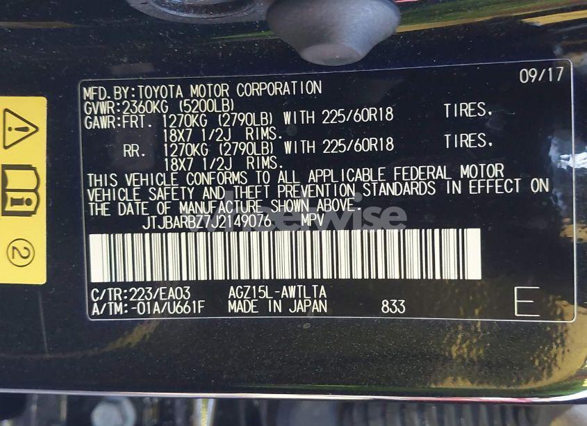 Photo 9 of 2018 Lexus Nx 300 (VIN JTJBARBZ7J2149076)