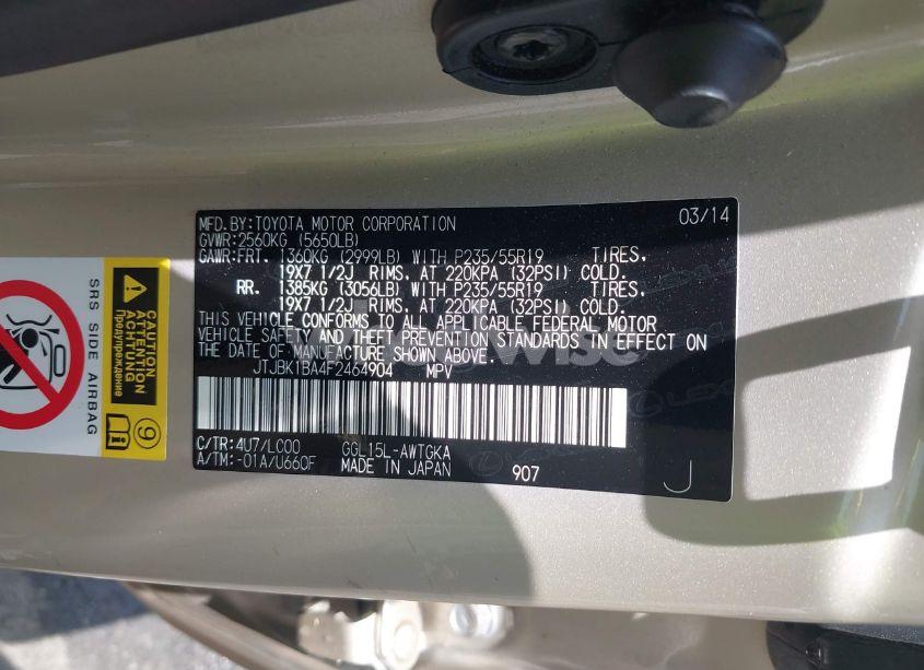 Photo 9 of 2015 Lexus Rx 350 (VIN JTJBK1BA4F2464904)