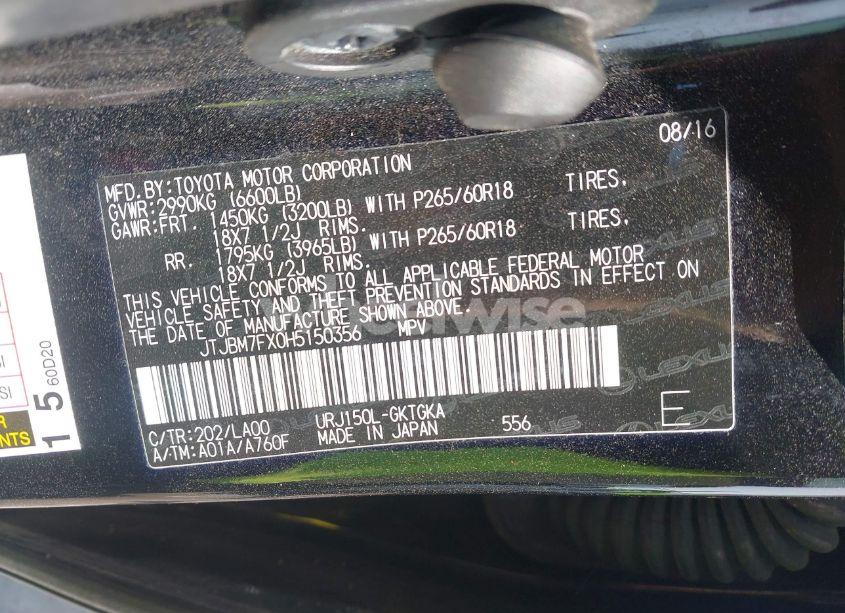 Photo 9 of 2017 Lexus Gx 460 (VIN JTJBM7FX0H5150356)