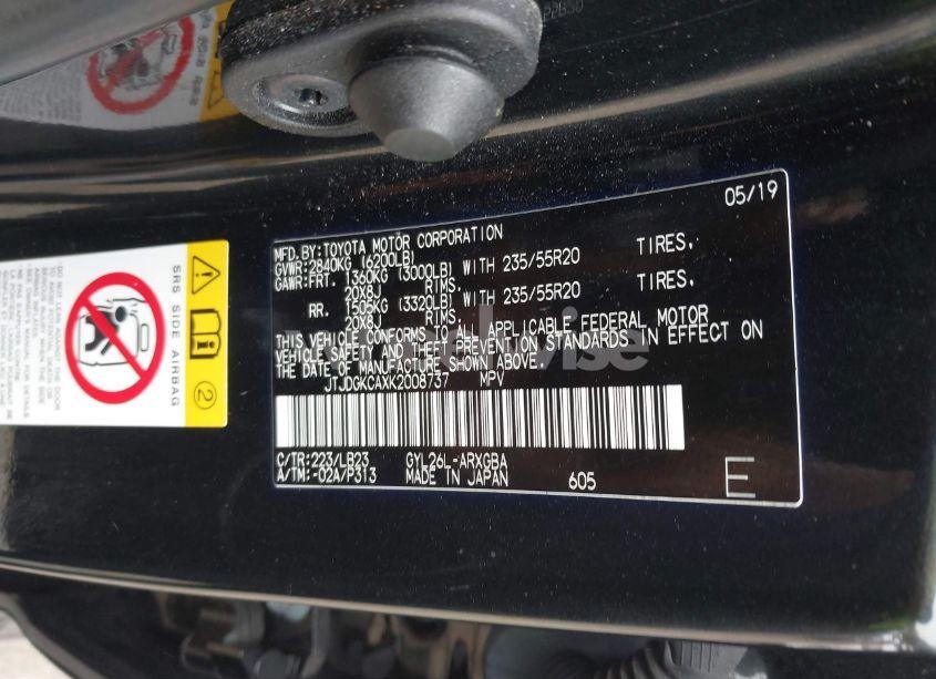 Photo 9 of 2019 Lexus Rx 450HL PREMIUM (VIN JTJDGKCAXK2008737)