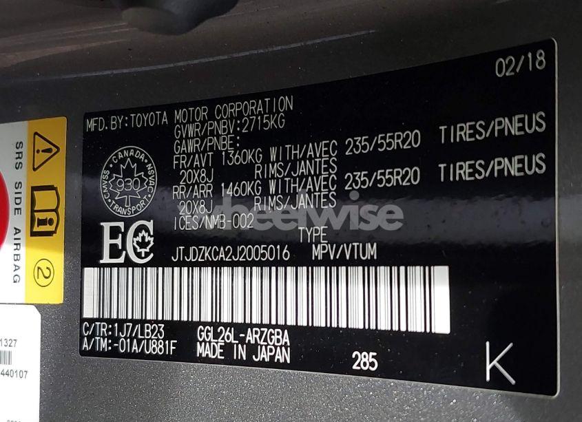 Photo 9 of 2018 Lexus Rx 350L LUXURY (VIN JTJDZKCA2J2005016)