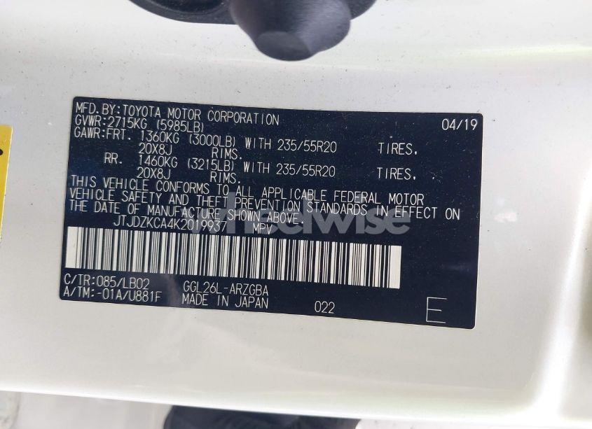 Photo 9 of 2019 Lexus Rx 350L PREMIUM (VIN JTJDZKCA4K2019937)