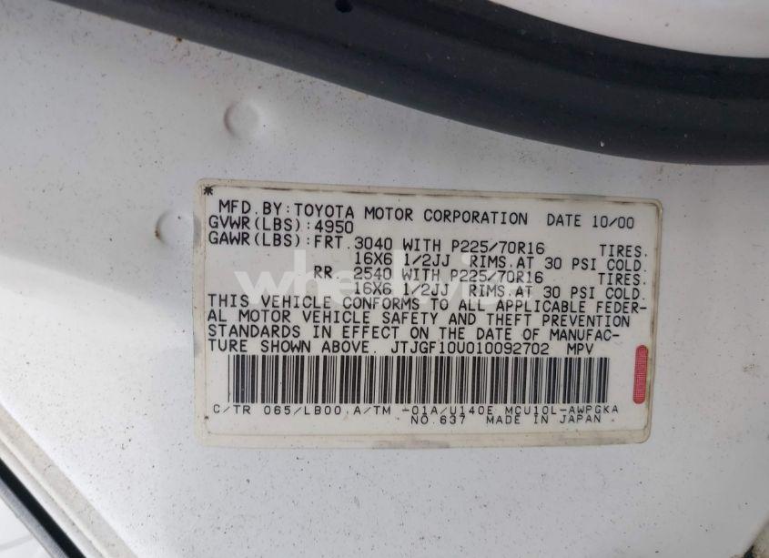 Photo 9 of 2001 Lexus Rx 300 (VIN JTJGF10U010092702)
