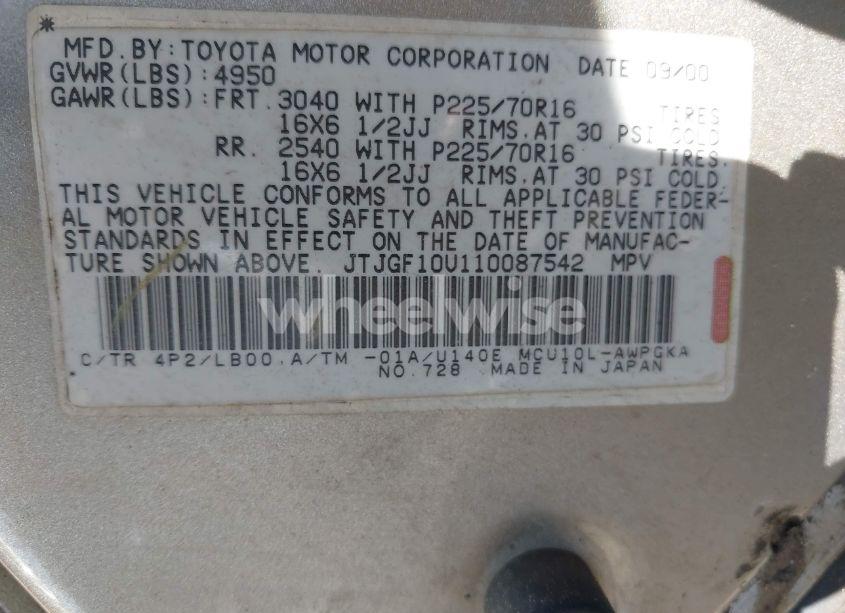 Photo 9 of 2001 Lexus Rx 300 (VIN JTJGF10U110087542)