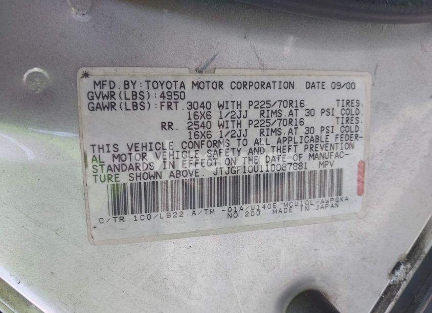Photo 9 of 2001 Lexus Rx 300 (VIN JTJGF10U110087881)