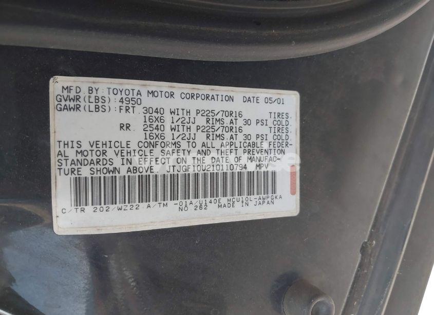Photo 9 of 2001 Lexus Rx 300 (VIN JTJGF10U210110794)