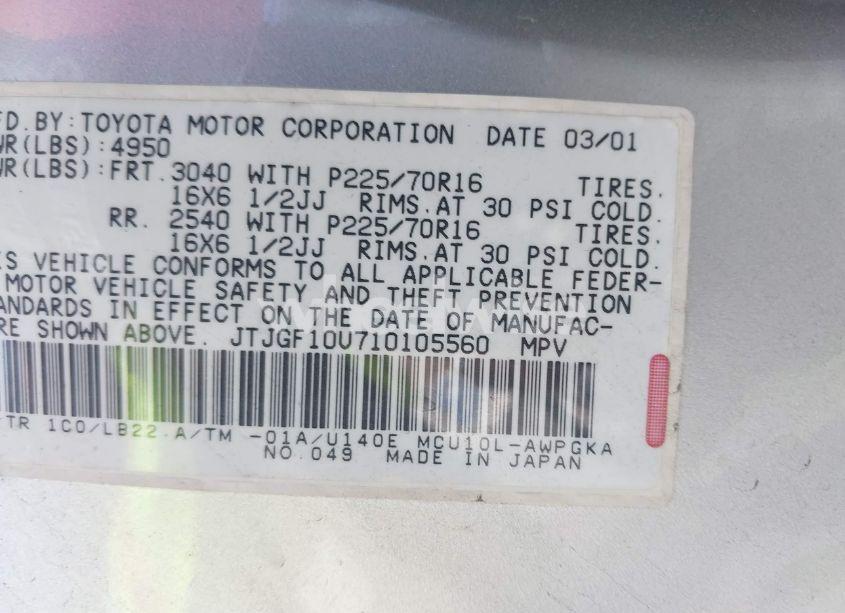 Photo 9 of 2001 Lexus Rx 300 (VIN JTJGF10U710105560)