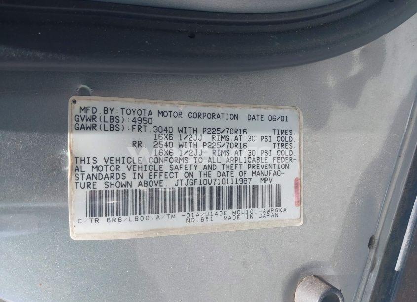 Photo 9 of 2001 Lexus Rx 300 (VIN JTJGF10U710111987)