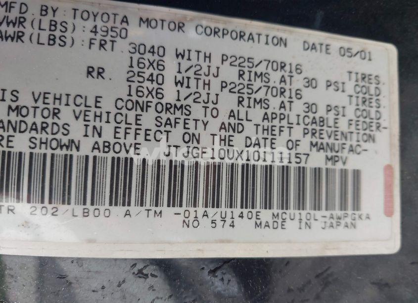 Photo 9 of 2001 Lexus Rx 300 (VIN JTJGF10UX10111157)