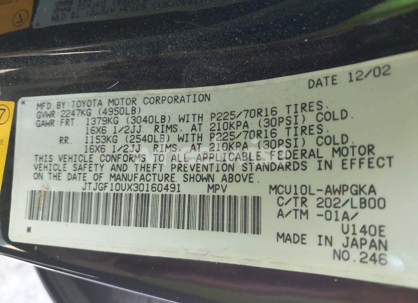 Photo 9 of 2003 Lexus Rx 300 (VIN JTJGF10UX30160491)