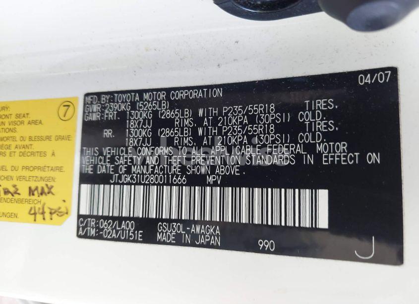 Photo 9 of 2008 Lexus Rx 350 (VIN JTJGK31U280011666)