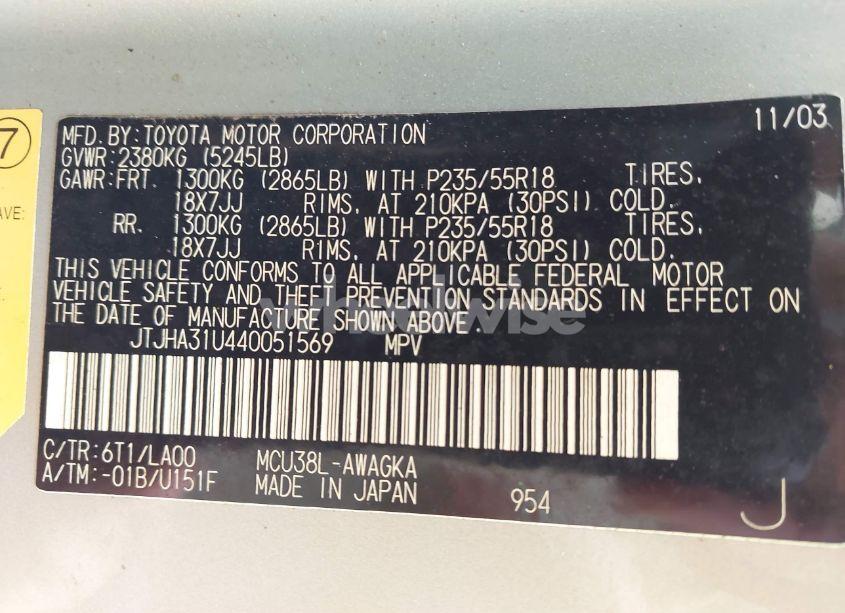 Photo 9 of 2004 Lexus Rx 330 (VIN JTJHA31U440051569)