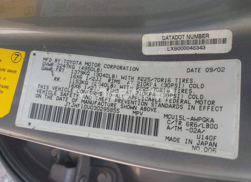 Photo 9 of 2003 Lexus Rx 300 (VIN JTJHF10U030295855)