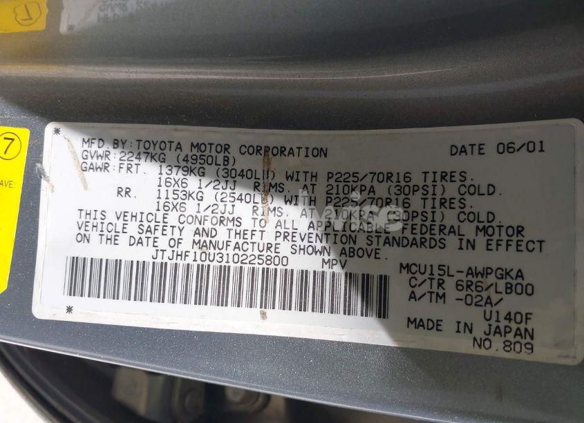 Photo 9 of 2001 Lexus Rx 300 (VIN JTJHF10U310225800)
