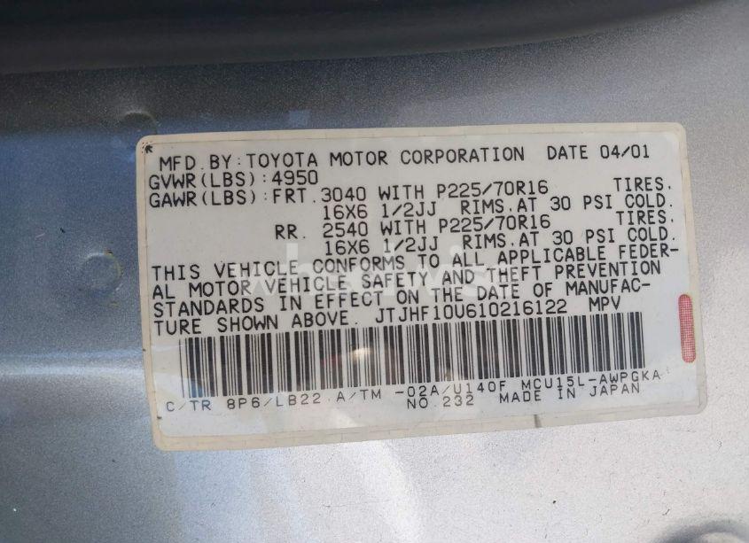 Photo 9 of 2001 Lexus Rx 300 (VIN JTJHF10U610216122)