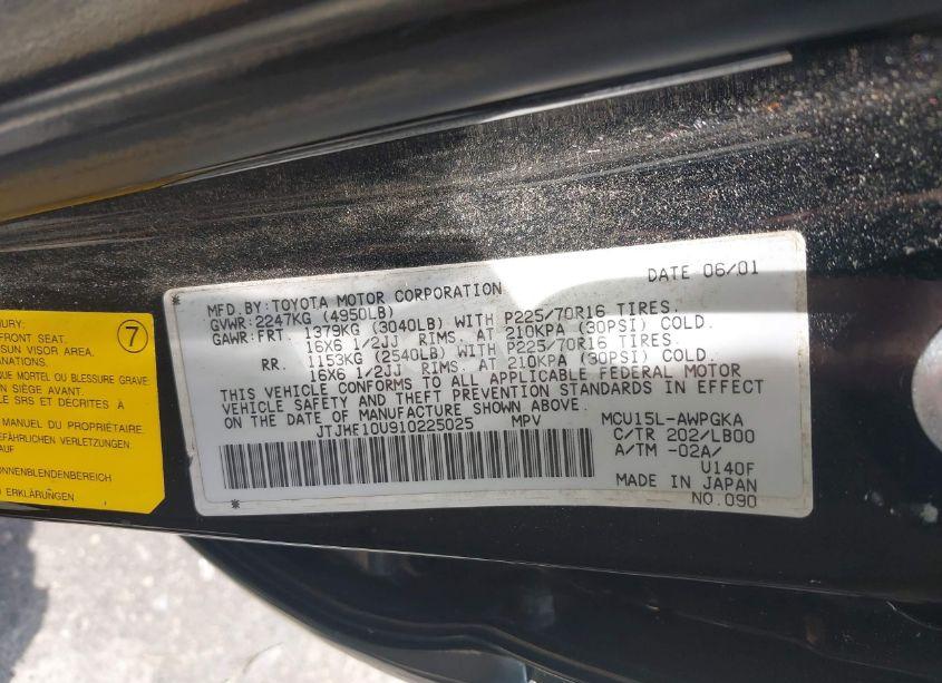 Photo 9 of 2001 Lexus Rx 300 (VIN JTJHF10U910225025)
