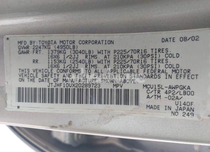 Photo 9 of 2002 Lexus Rx 300 (VIN JTJHF10UX20289723)