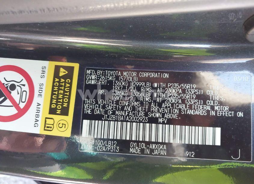 Photo 9 of 2010 Lexus Rx 450H (VIN JTJZB1BA1A2002923)