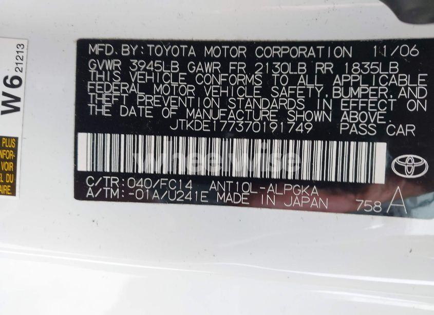 Photo 9 of 2007 Scion Tc N/A (VIN JTKDE177370191749)