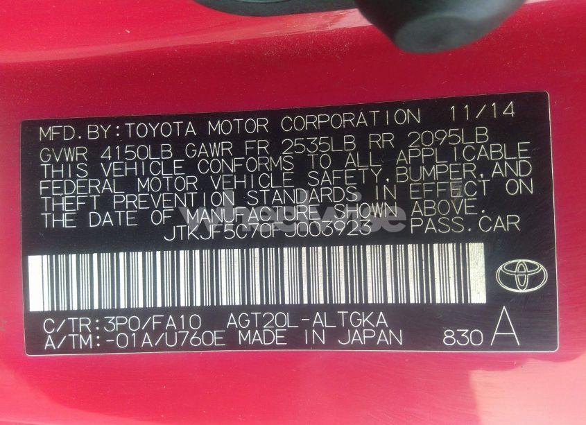 Photo 9 of 2015 Scion Tc N/A (VIN JTKJF5C70FJ003923)