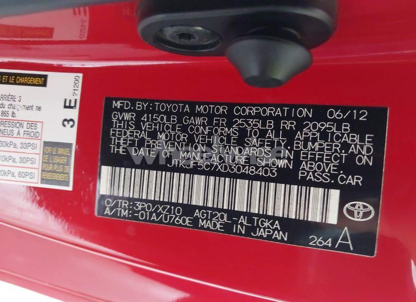 Photo 9 of 2013 Scion Tc RELEASE SERIES 8.0 (VIN JTKJF5C7XD3048403)