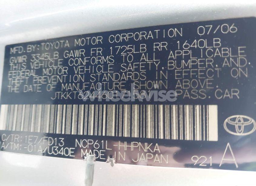 Photo 9 of 2006 Toyota Scion XA (VIN JTKKT624460171581)