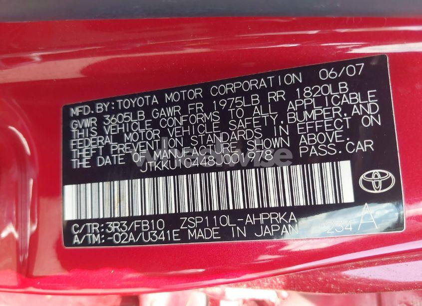 Photo 9 of 2008 Scion Xd (VIN JTKKU10448J001978)