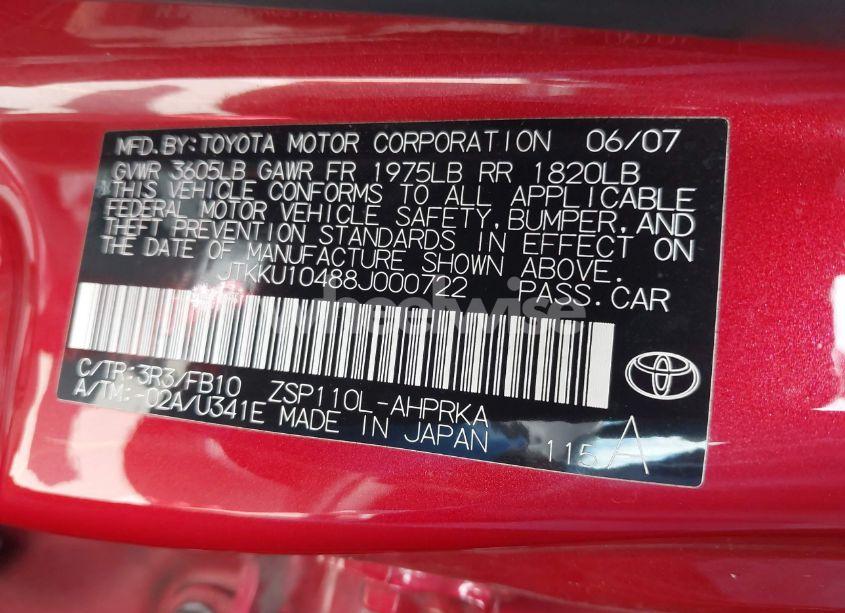 Photo 9 of 2008 Scion Xd (VIN JTKKU10488J000722)