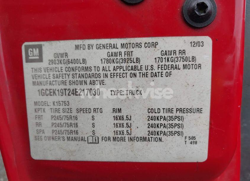 Photo 9 of 2004 Chevrolet Silverado 1500 WORK TRUCK (VIN JTKKU4B45A1******)