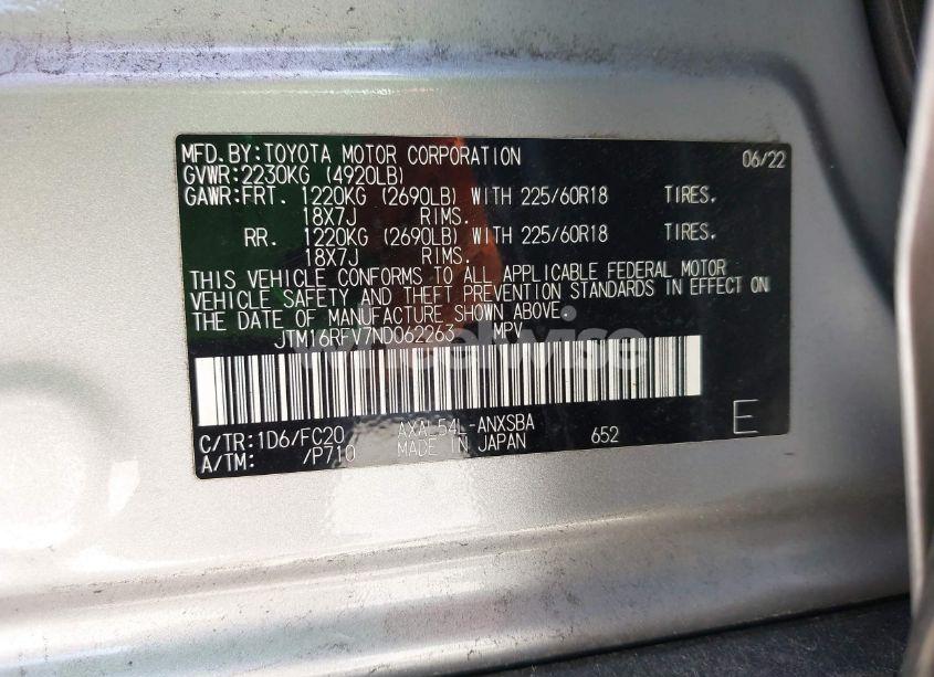 Photo 9 of 2022 Toyota Rav4 HYBRID SE (VIN JTM16RFV7ND062263)