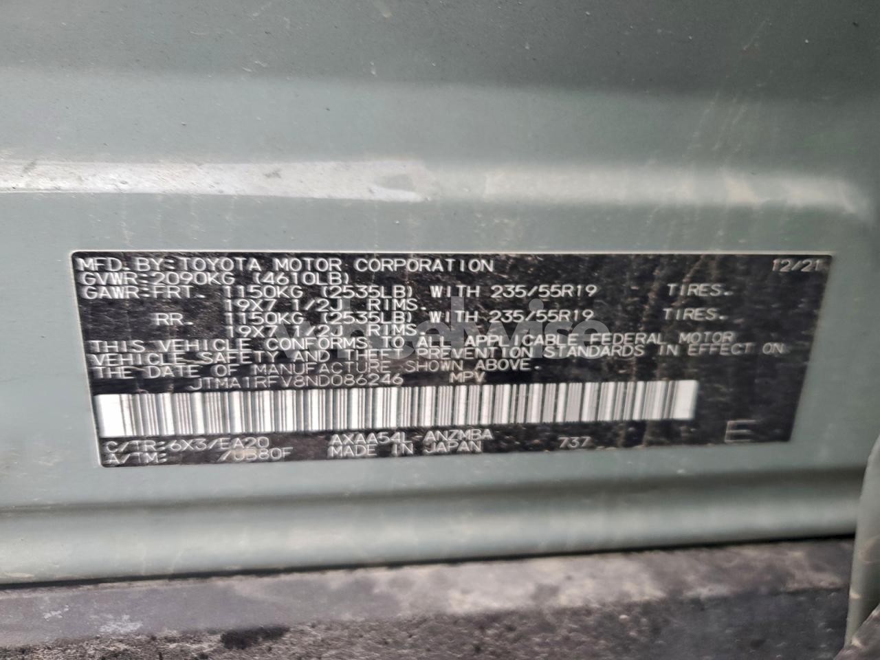 Photo 14 of 2022 TOYOTA RAV4 XLE PREMIUM (VIN JTMA1RFV8ND086246)