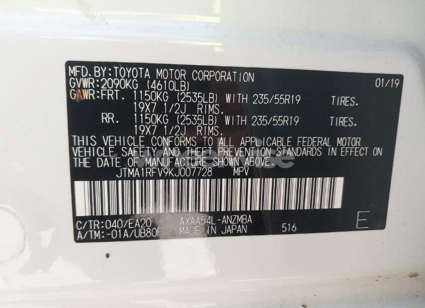 Photo 9 of 2019 Toyota Rav4 XLE PREMIUM (VIN JTMA1RFV9KJ007728)