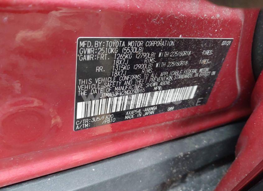Photo 9 of 2021 Toyota Rav4 PRIME SE (VIN JTMAB3FV2MD050965)