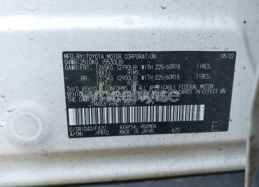 Photo 9 of 2022 Toyota Rav4 PRIME SE (VIN JTMAB3FV6ND105659)