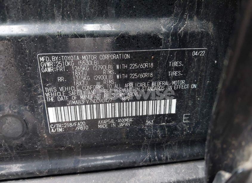 Photo 9 of 2022 Toyota Rav4 PRIME SE (VIN JTMAB3FV7ND090427)