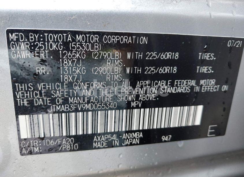 Photo 9 of 2021 Toyota Rav4 PRIME SE (VIN JTMAB3FV9MD055340)