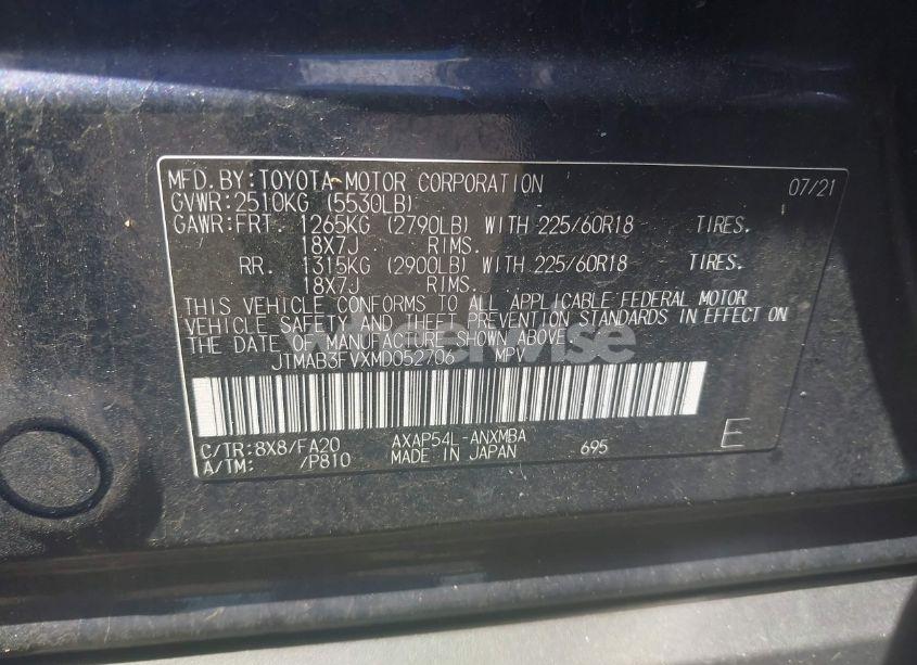 Photo 9 of 2021 Toyota Rav4 PRIME SE (VIN JTMAB3FVXMD052706)