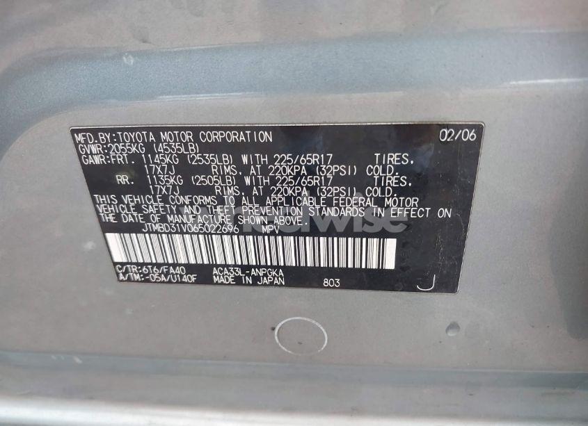 Photo 9 of 2006 Toyota Rav4 LIMITED (VIN JTMBD31V065022696)