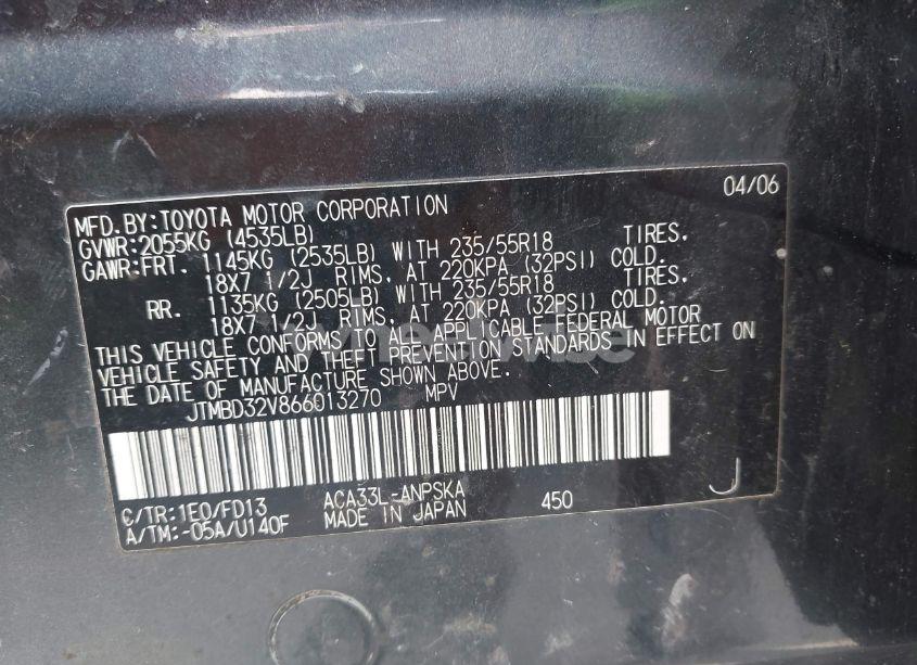 Photo 9 of 2006 Toyota Rav4 SPORT (VIN JTMBD32V866013270)