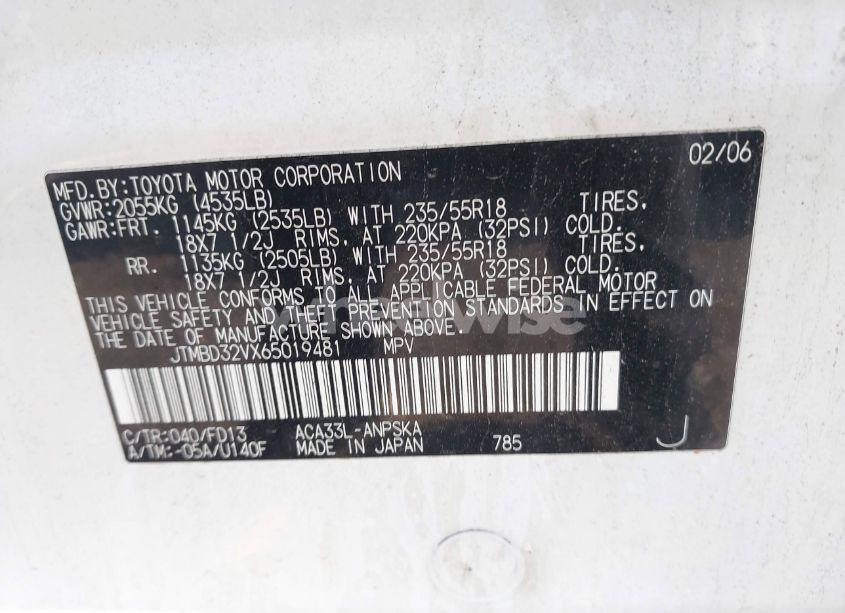 Photo 9 of 2006 Toyota Rav4 SPORT (VIN JTMBD32VX65019481)