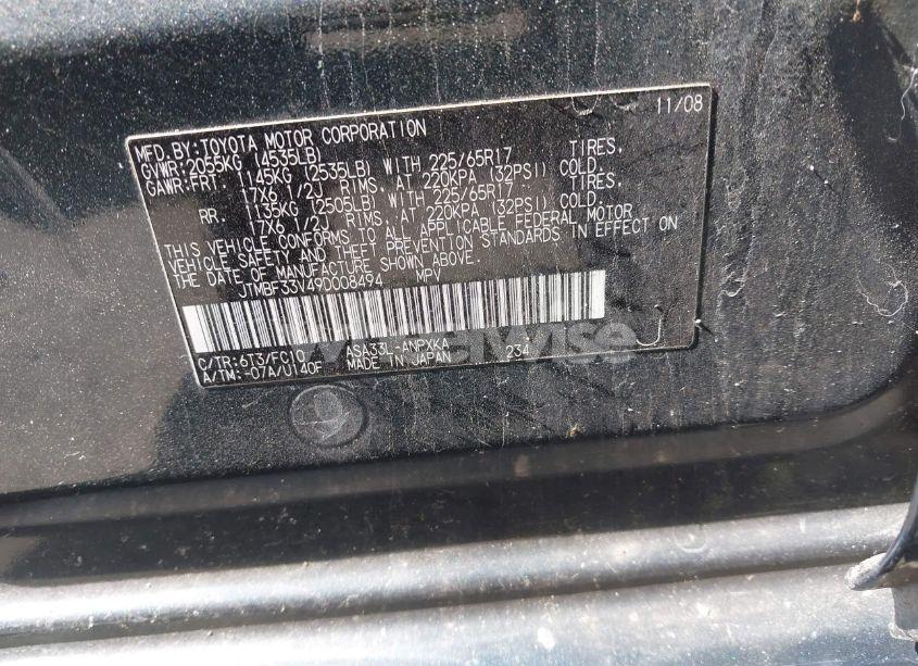Photo 9 of 2009 Toyota Rav4 (VIN JTMBF33V49D008494)
