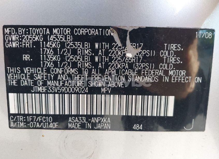 Photo 9 of 2009 Toyota Rav4 (VIN JTMBF33V59D009024)