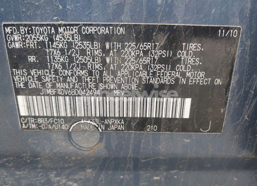 Photo 9 of 2011 Toyota Rav4 (VIN JTMBF4DV6BD042494)